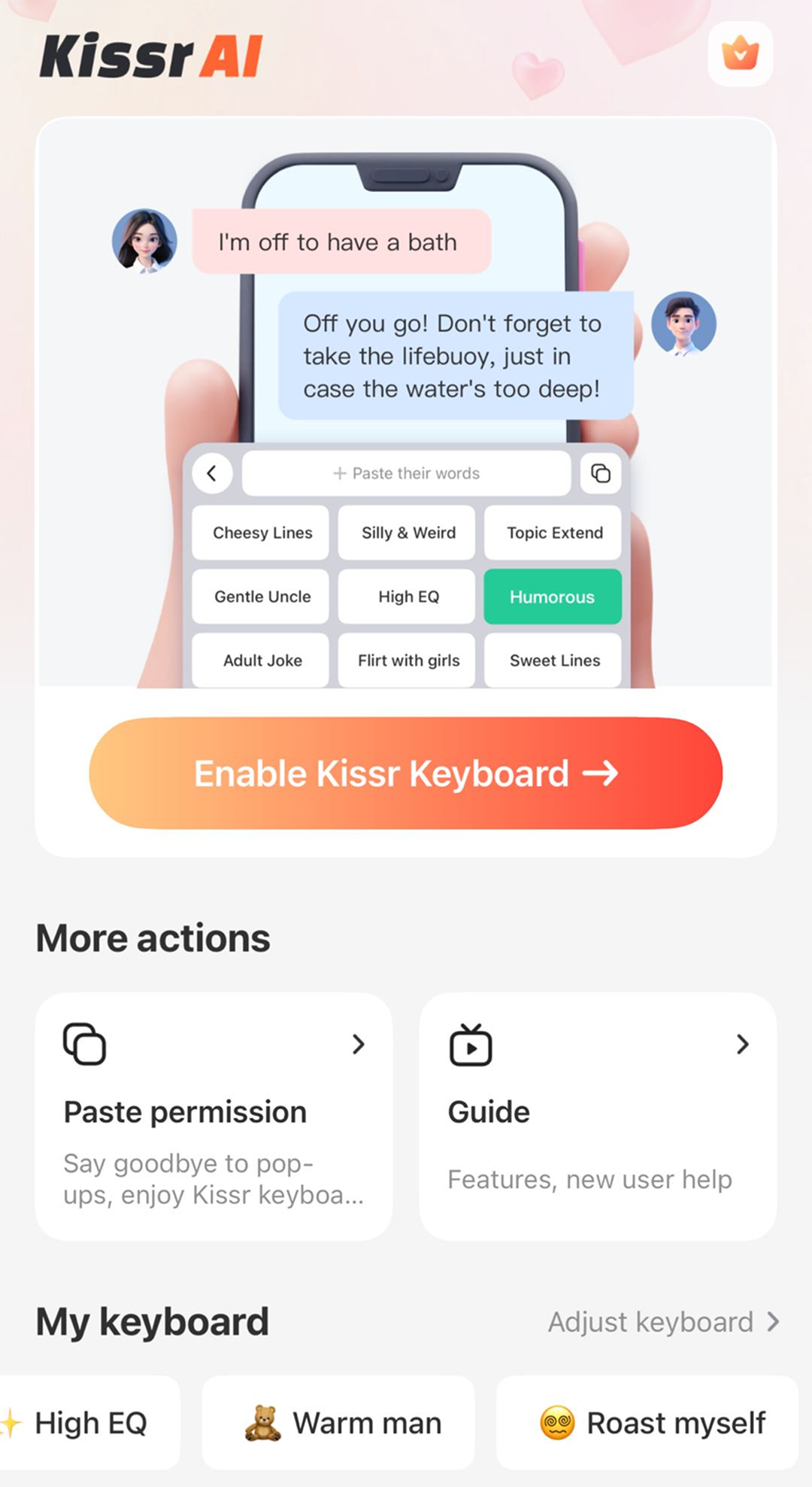 Kissr AI App Interface